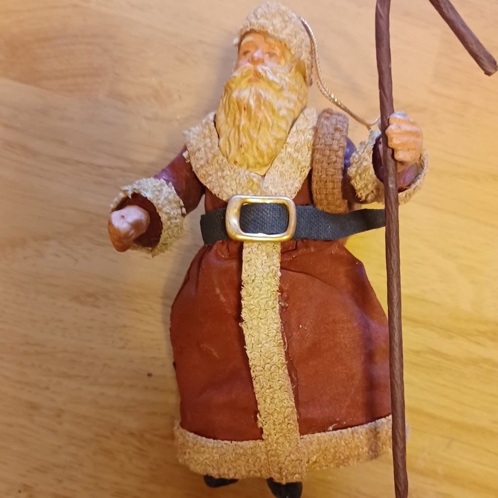Vintage Paper Macha Santa Figurine Christmas Ornament Pre 1980's Made in R O C
